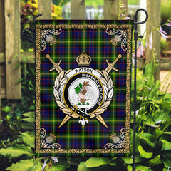 Watson Modern Tartan Crest Garden Flag - Celtic Thistle Style