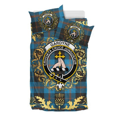Gardyne (Garden) Tartan Crest Bedding Set - Golden Thistle Style