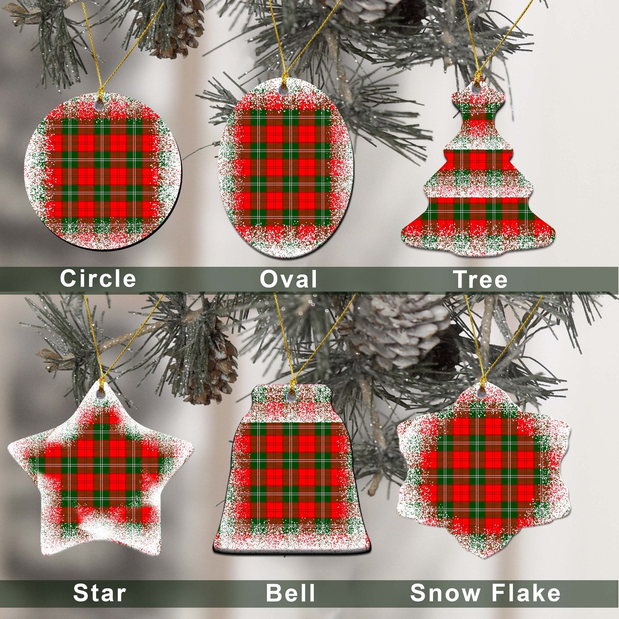 Gartshore Tartan Christmas Ceramic Ornament - Snow Style