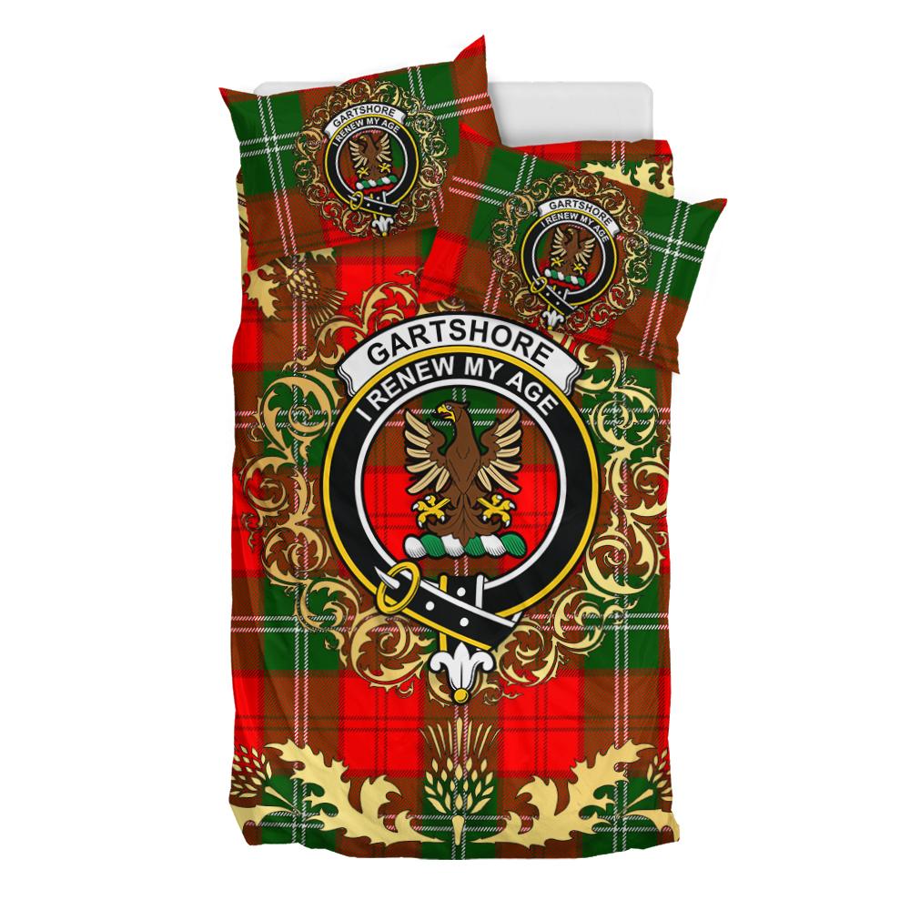 Gartshore Tartan Crest Bedding Set - Golden Thistle Style