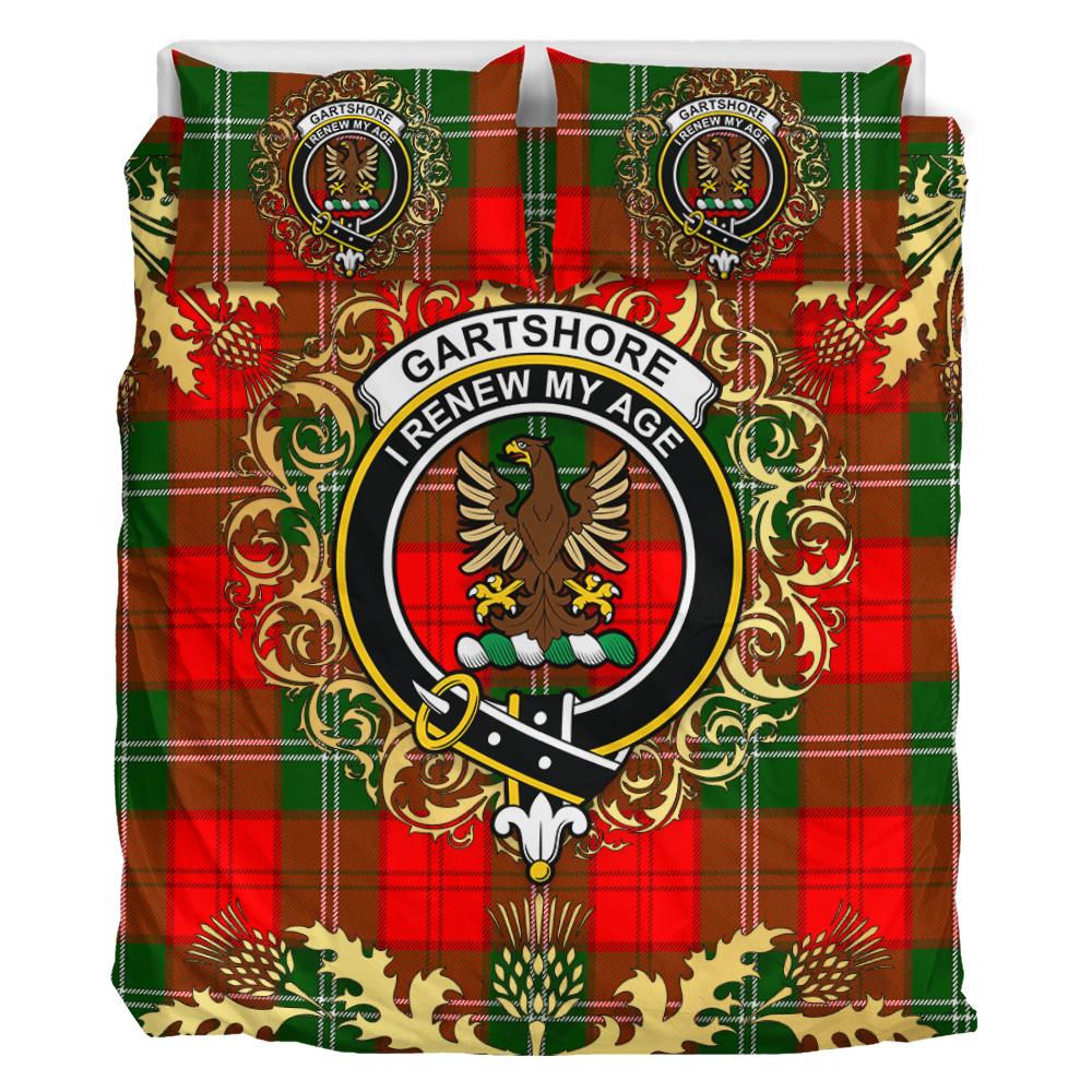 Gartshore Tartan Crest Bedding Set - Golden Thistle Style