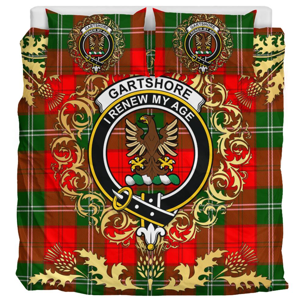 Gartshore Tartan Crest Bedding Set - Golden Thistle Style