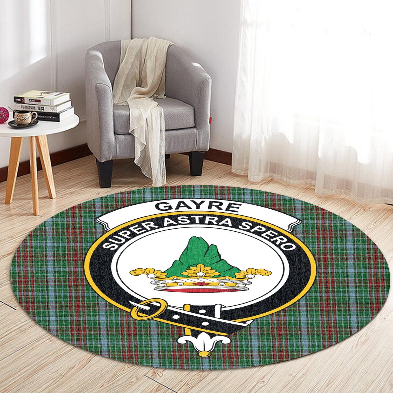 Gayre Tartan Crest Round Rug