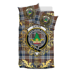 Gayre Arisaidh Tartan Crest Bedding Set - Golden Thistle Style