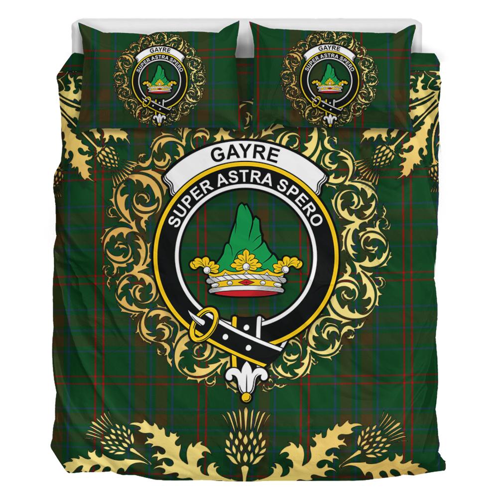 Gayre Bodyguard 01 Tartan Crest Bedding Set - Golden Thistle Style