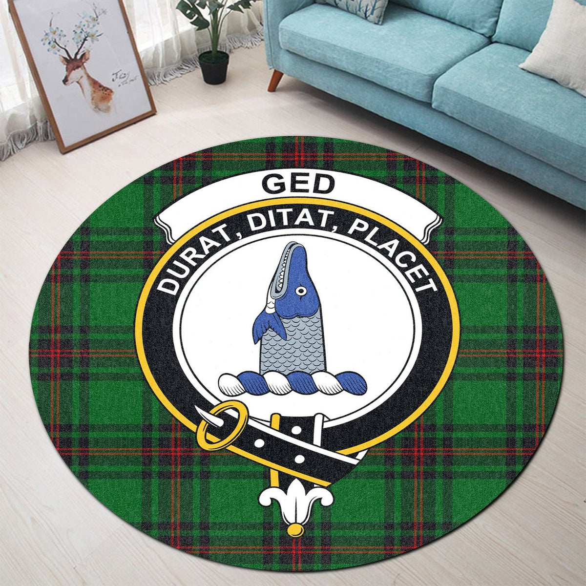 Ged Tartan Crest Round Rug