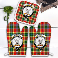 Gibson Tartan Crest Oven Mitt And Pot Holder (2 Oven Mitts + 1 Pot Holder)