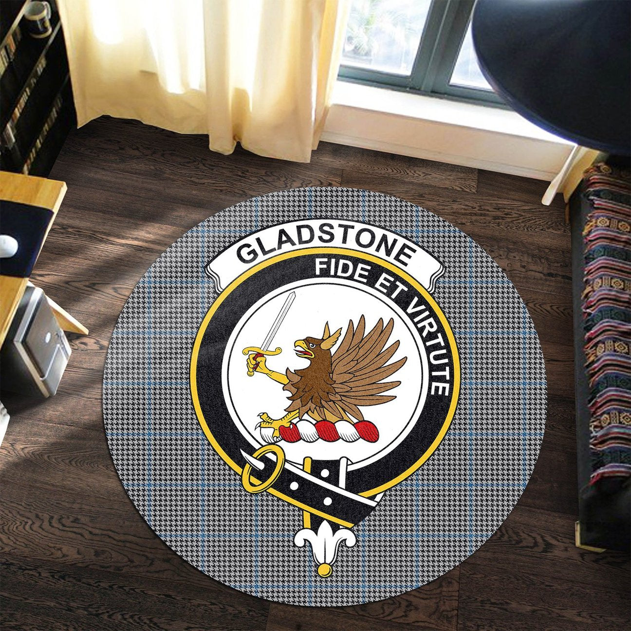 Gladstone Tartan Crest Round Rug