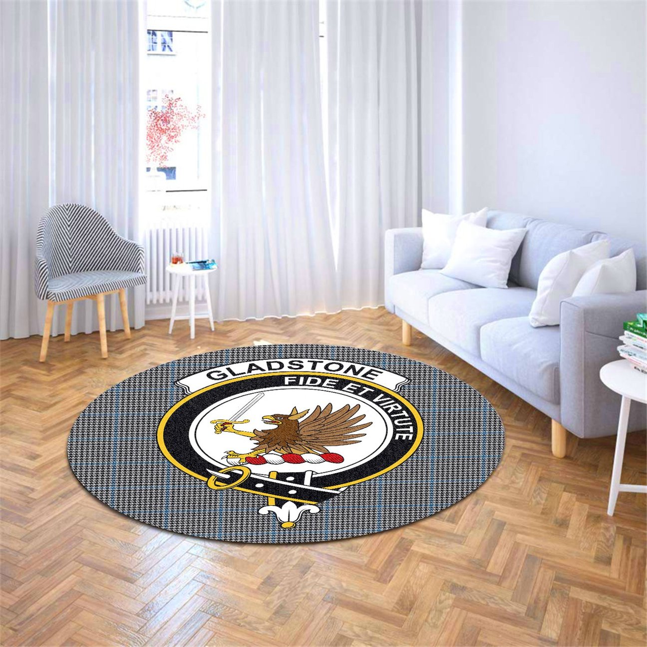 Gladstone Tartan Crest Round Rug