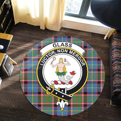 Glass Tartan Crest Round Rug