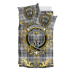 Glendinning Tartan Crest Bedding Set - Golden Thistle Style