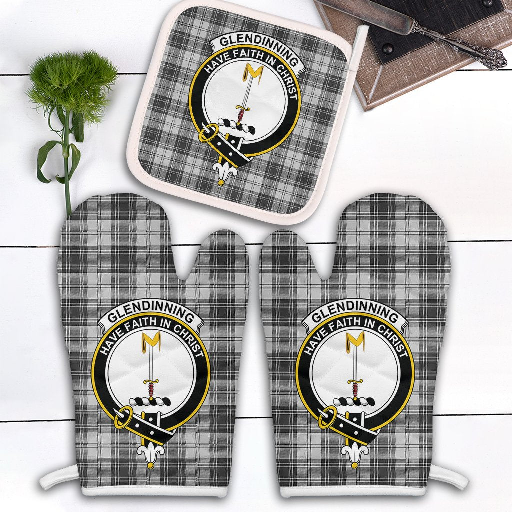 Glendinning Tartan Crest Oven Mitt And Pot Holder (2 Oven Mitts + 1 Pot Holder)