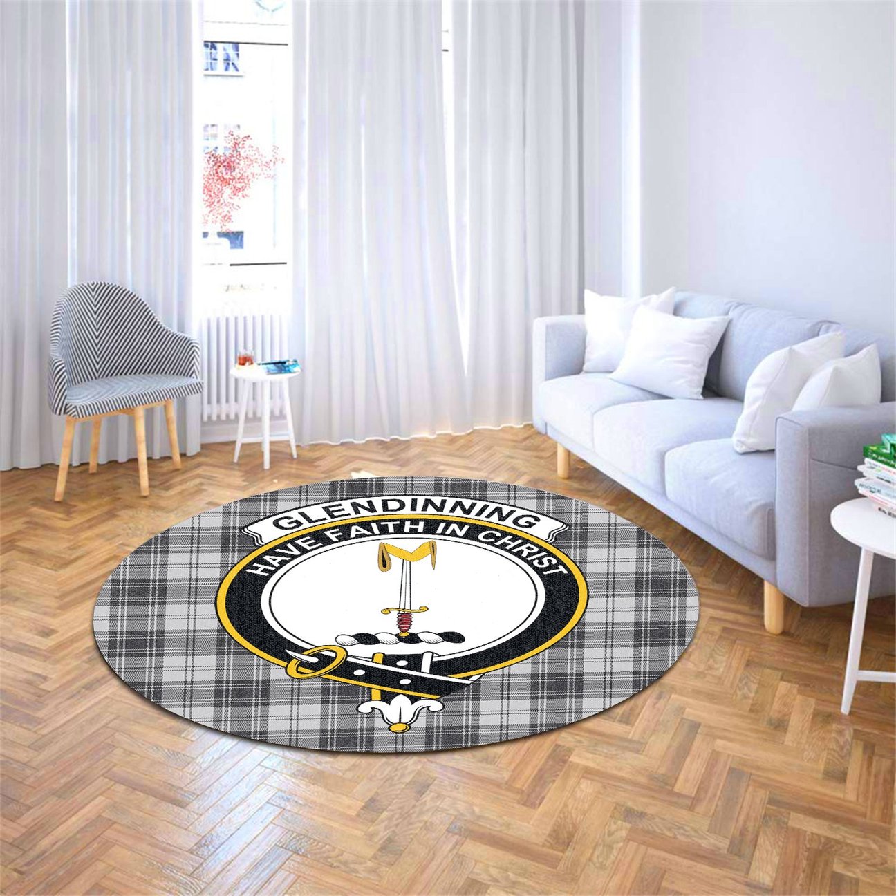 Glendinning Tartan Crest Round Rug