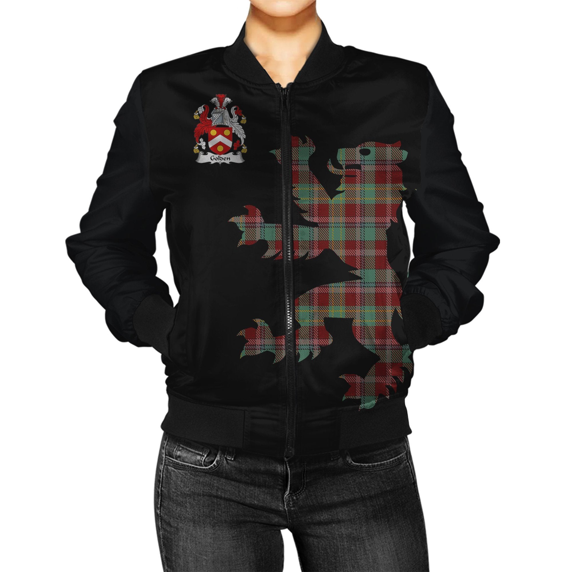 Golden Tartan Bomber Jacket Lion & Thistle