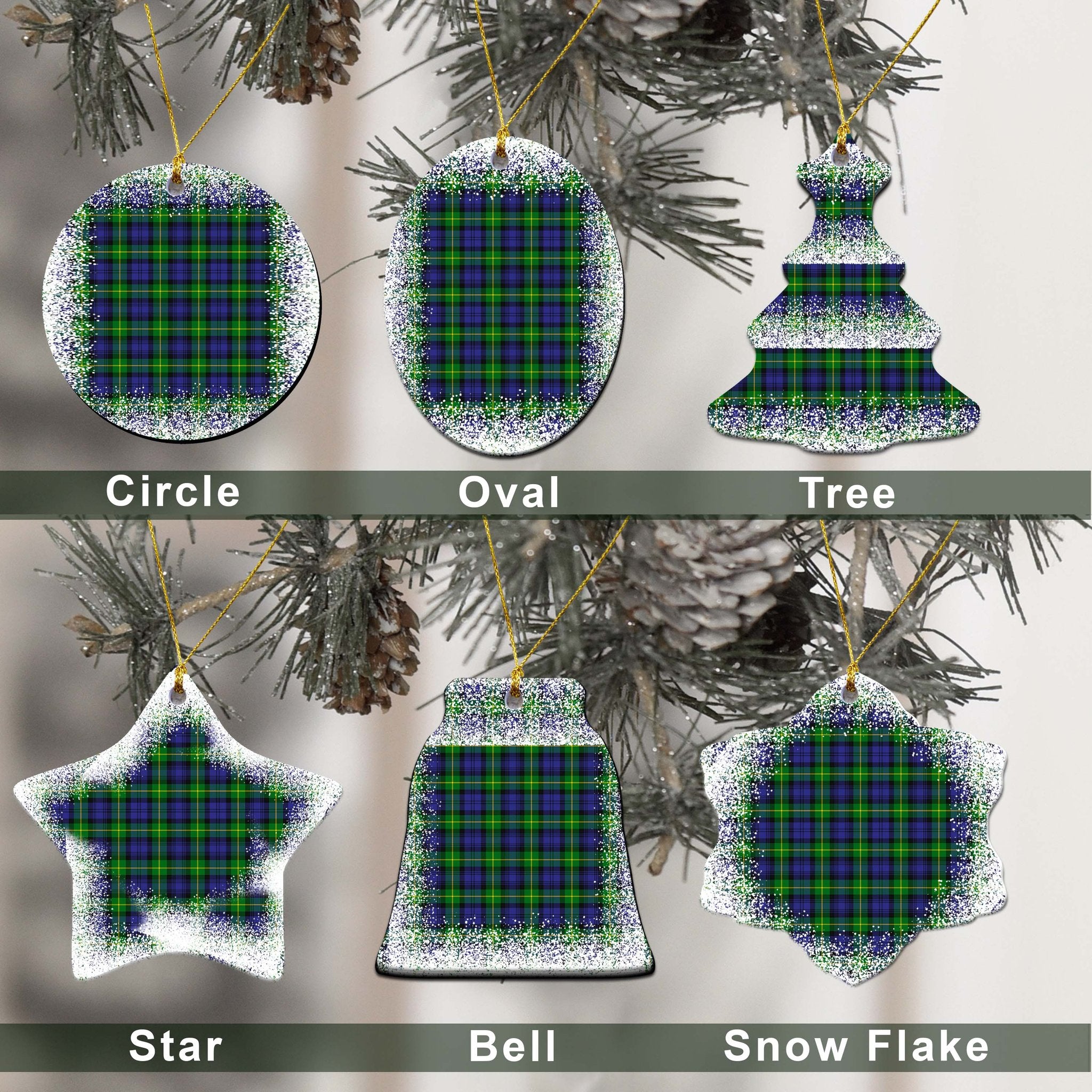 Gordon Tartan Christmas Ceramic Ornament - Snow Style