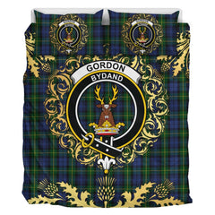 Gordon 01 Tartan Crest Bedding Set - Golden Thistle Style