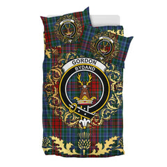 Gordon 03 Tartan Crest Bedding Set - Golden Thistle Style