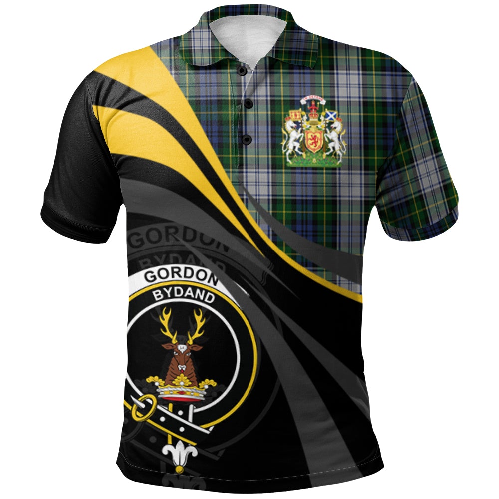 Gordon Dress Tartan Polo Shirt - Royal Coat Of Arms Style
