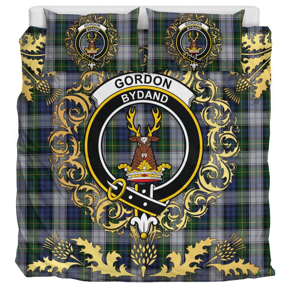Gordon Dress 01 Tartan Crest Bedding Set - Golden Thistle Style