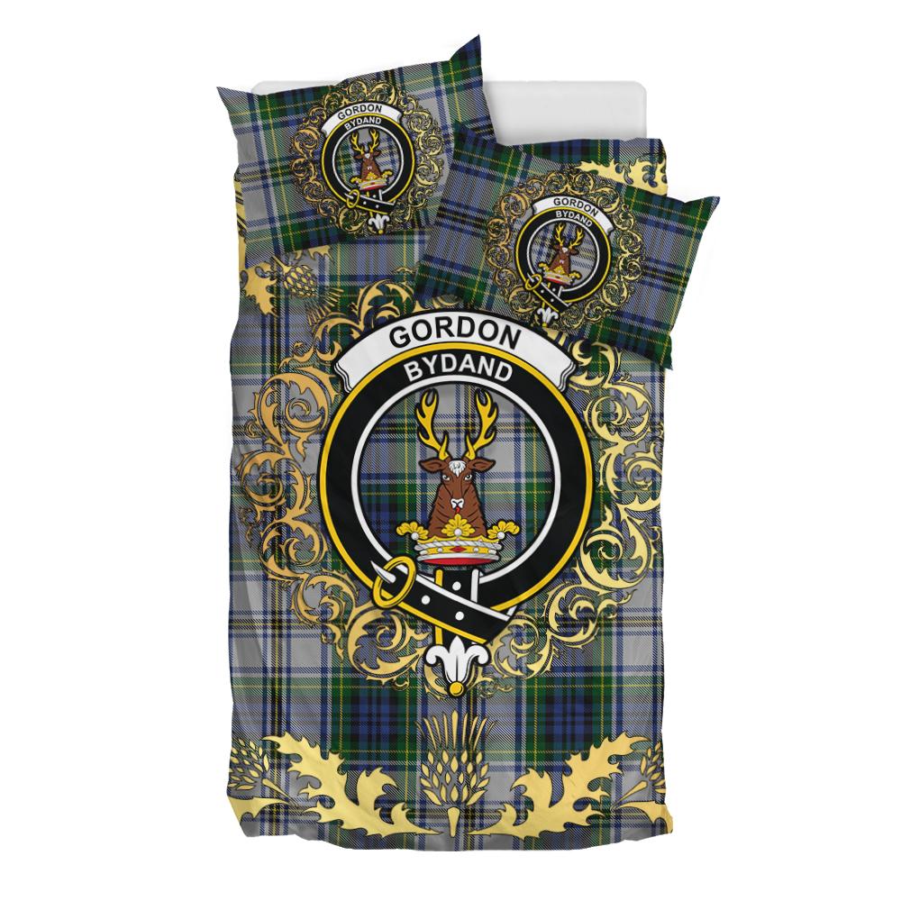 Gordon Dress 03 Tartan Crest Bedding Set - Golden Thistle Style