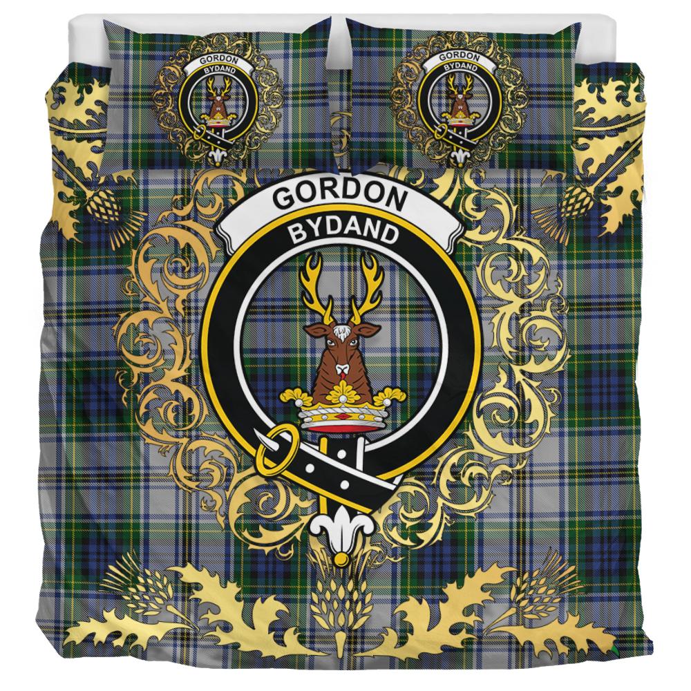 Gordon Dress 03 Tartan Crest Bedding Set - Golden Thistle Style