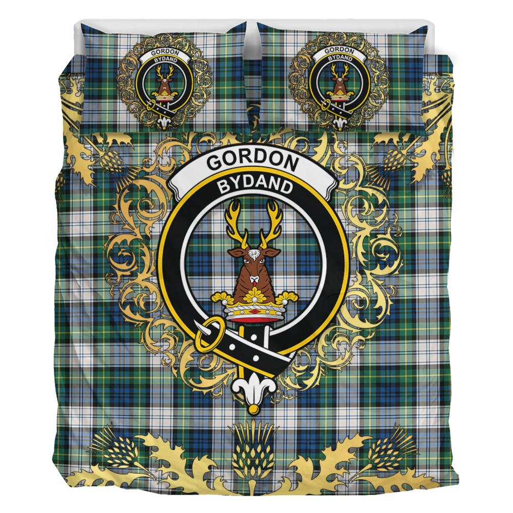 Gordon Dress Ancient Tartan Crest Bedding Set - Golden Thistle Style