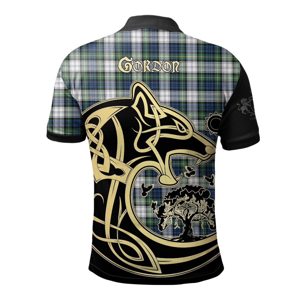 Gordon Dress Ancient Tartan Polo Shirt Viking Wolf