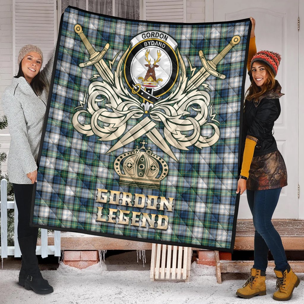 Gordon Dress Ancient Tartan Crest Legend Gold Royal Premium Quilt