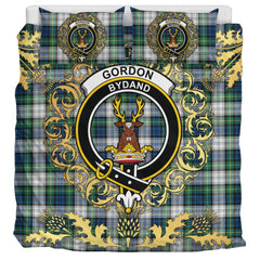 Gordon Dress Ancient Tartan Crest Bedding Set - Golden Thistle Style