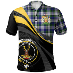 Gordon Dress Modern Tartan Polo Shirt - Royal Coat Of Arms Style