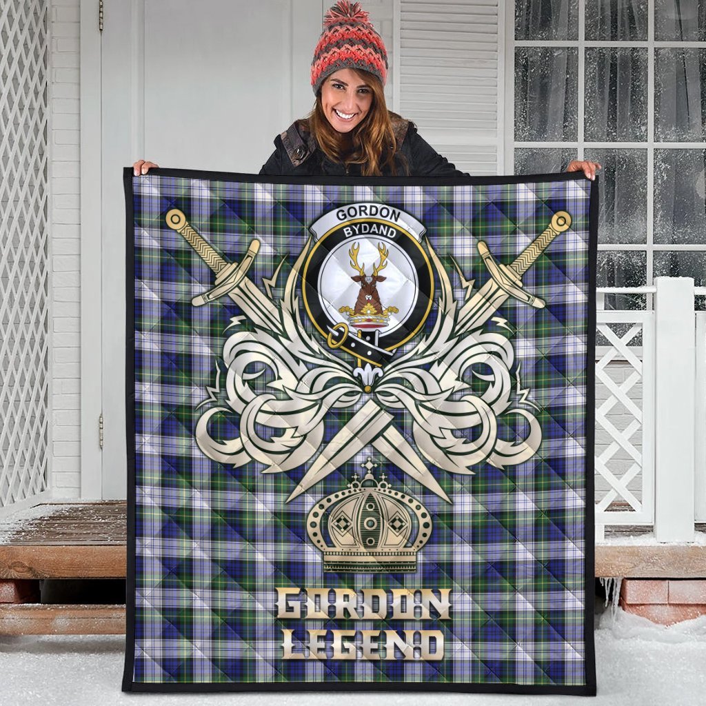 Gordon Dress Modern Tartan Crest Legend Gold Royal Premium Quilt