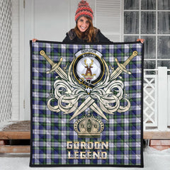 Gordon Dress Modern Tartan Crest Legend Gold Royal Premium Quilt