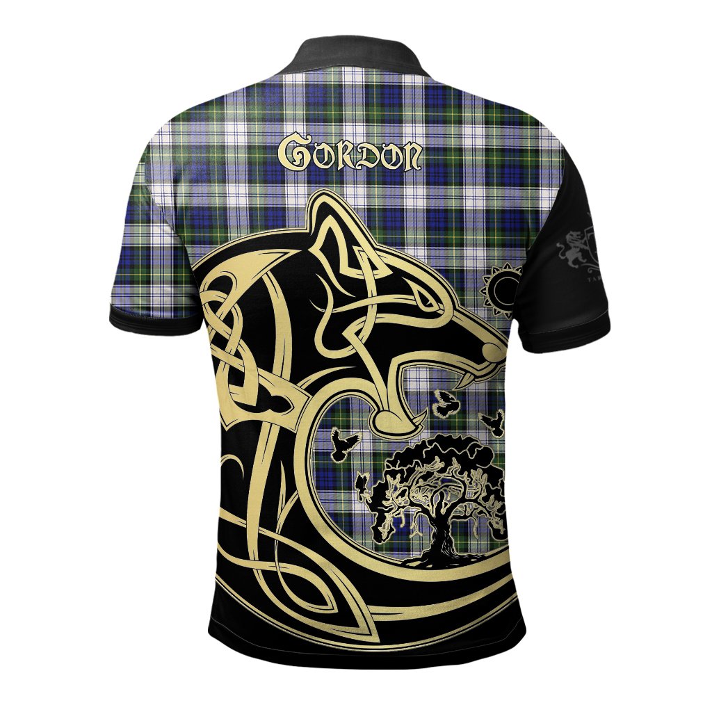Gordon Dress Modern Tartan Polo Shirt Viking Wolf