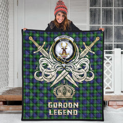Gordon Modern Tartan Crest Legend Gold Royal Premium Quilt