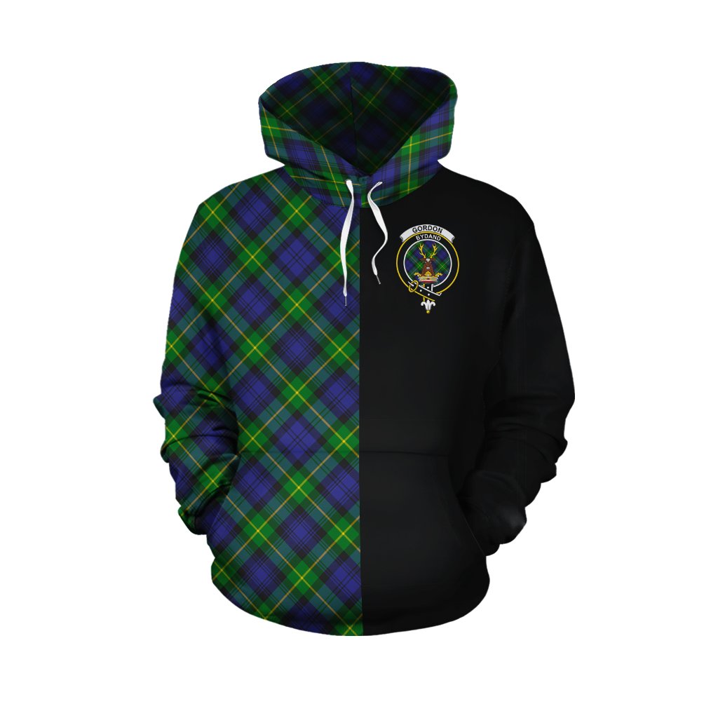 Gordon Modern Tartan Hoodie Half of Me - Cross Style