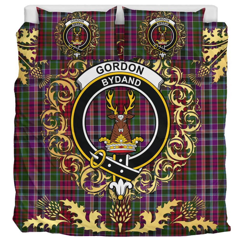 Gordon Red 02 Tartan Crest Bedding Set - Golden Thistle Style