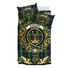 Gordon of Esselmont Tartan Crest Bedding Set - Golden Thistle Style