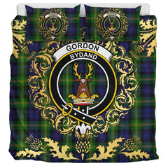 Gordon of Esselmont Tartan Crest Bedding Set - Golden Thistle Style