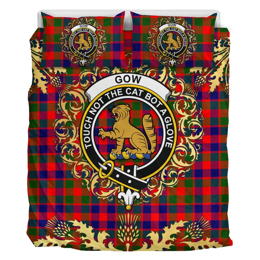 Gow Modern Tartan Crest Bedding Set - Golden Thistle Style