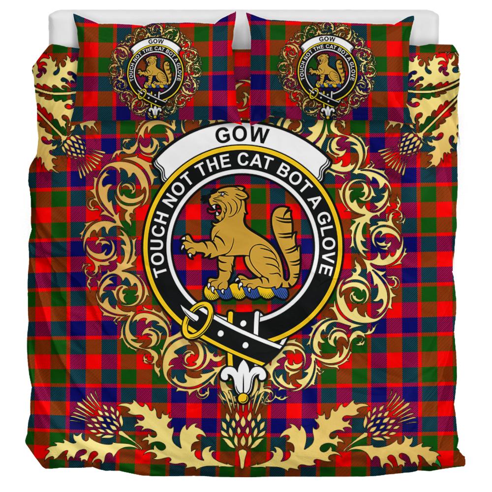 Gow Modern Tartan Crest Bedding Set - Golden Thistle Style