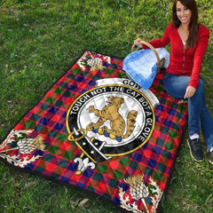 Gow of McGouan Tartan Crest Premium Quilt - Gold Thistle Style