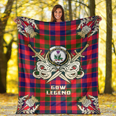 Gow of Skeoch Tartan Gold Courage Symbol Blanket