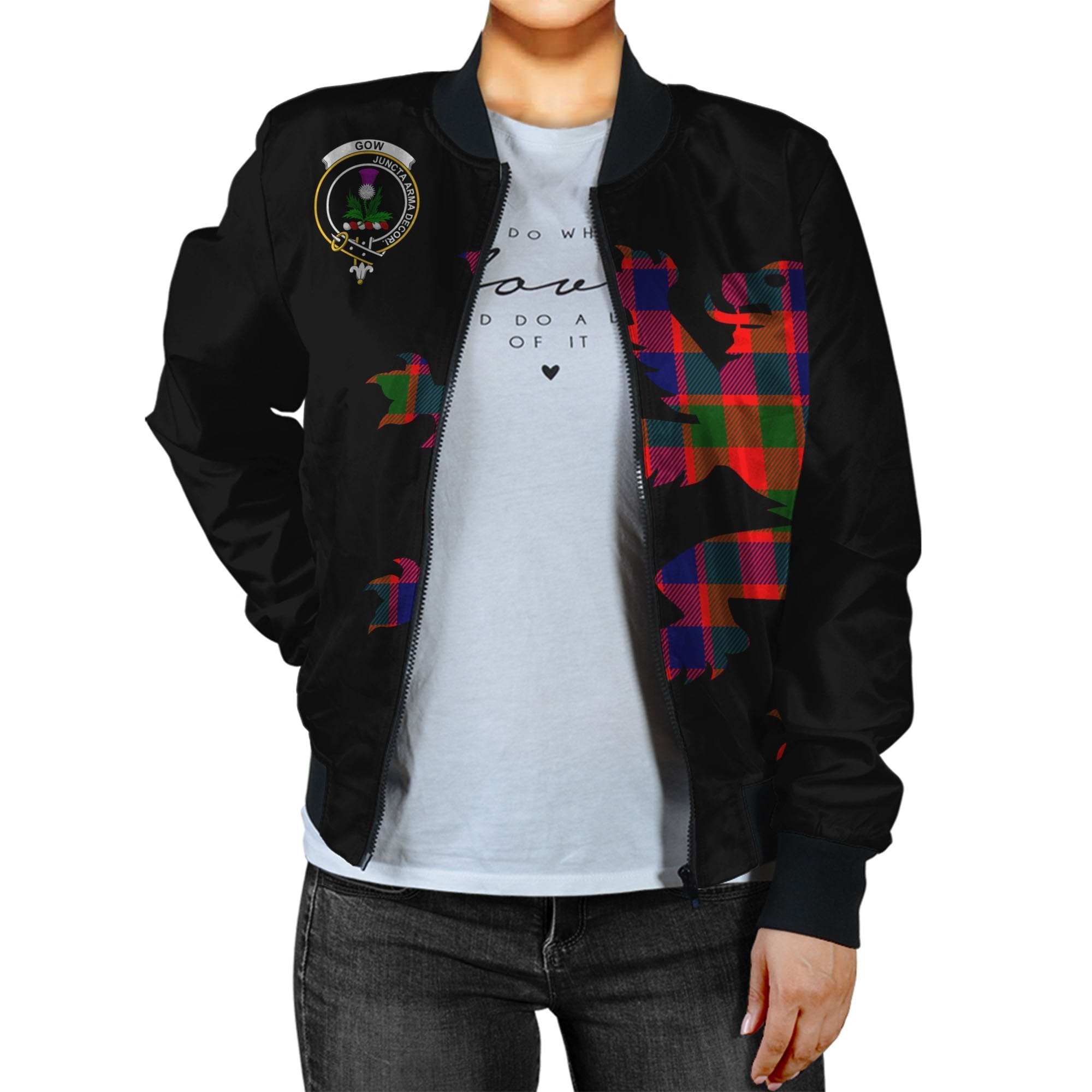 Gow (of Skeoch) Tartan Bomber Jacket Lion & Thistle