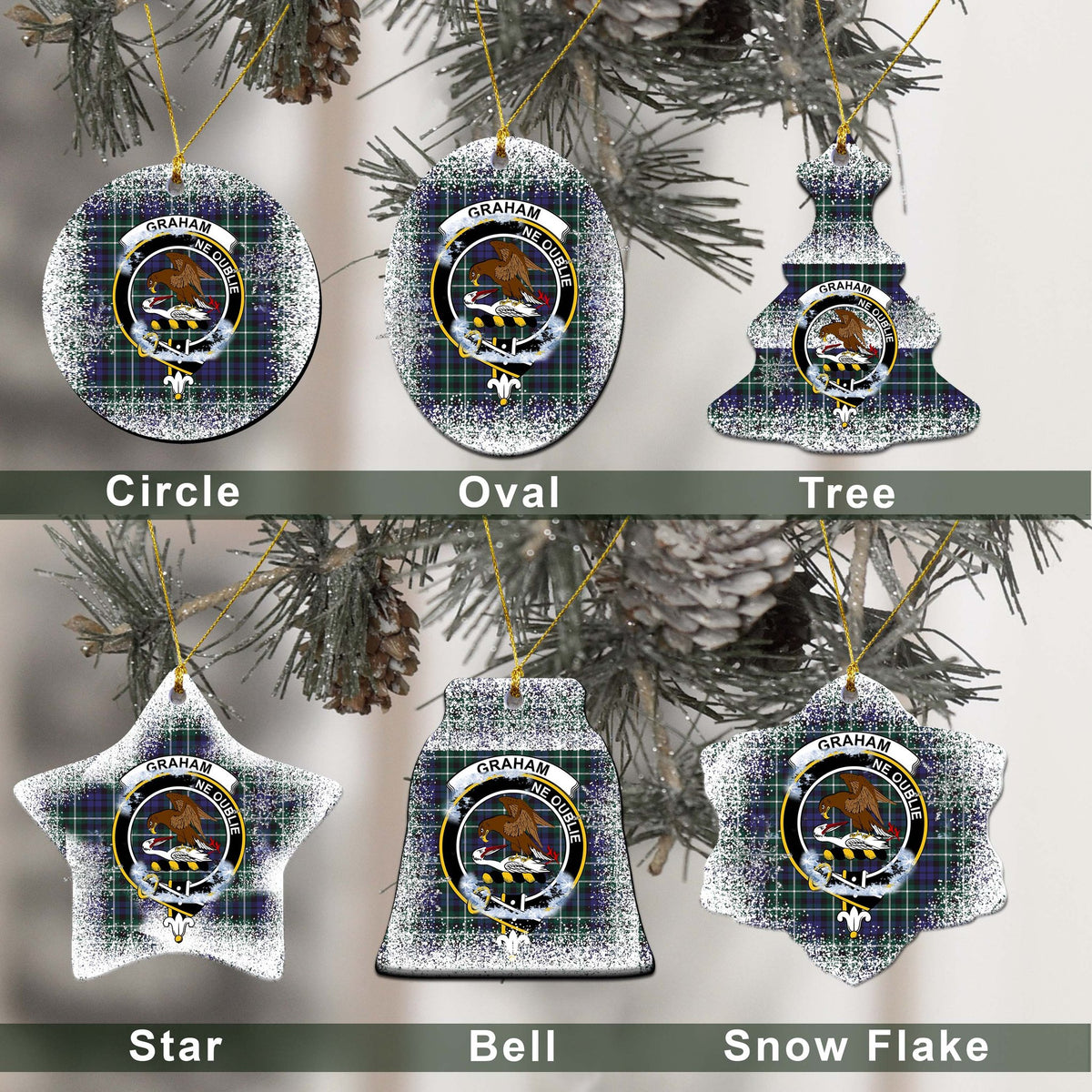 Graham Tartan Christmas Ceramic Ornament - Snow Style