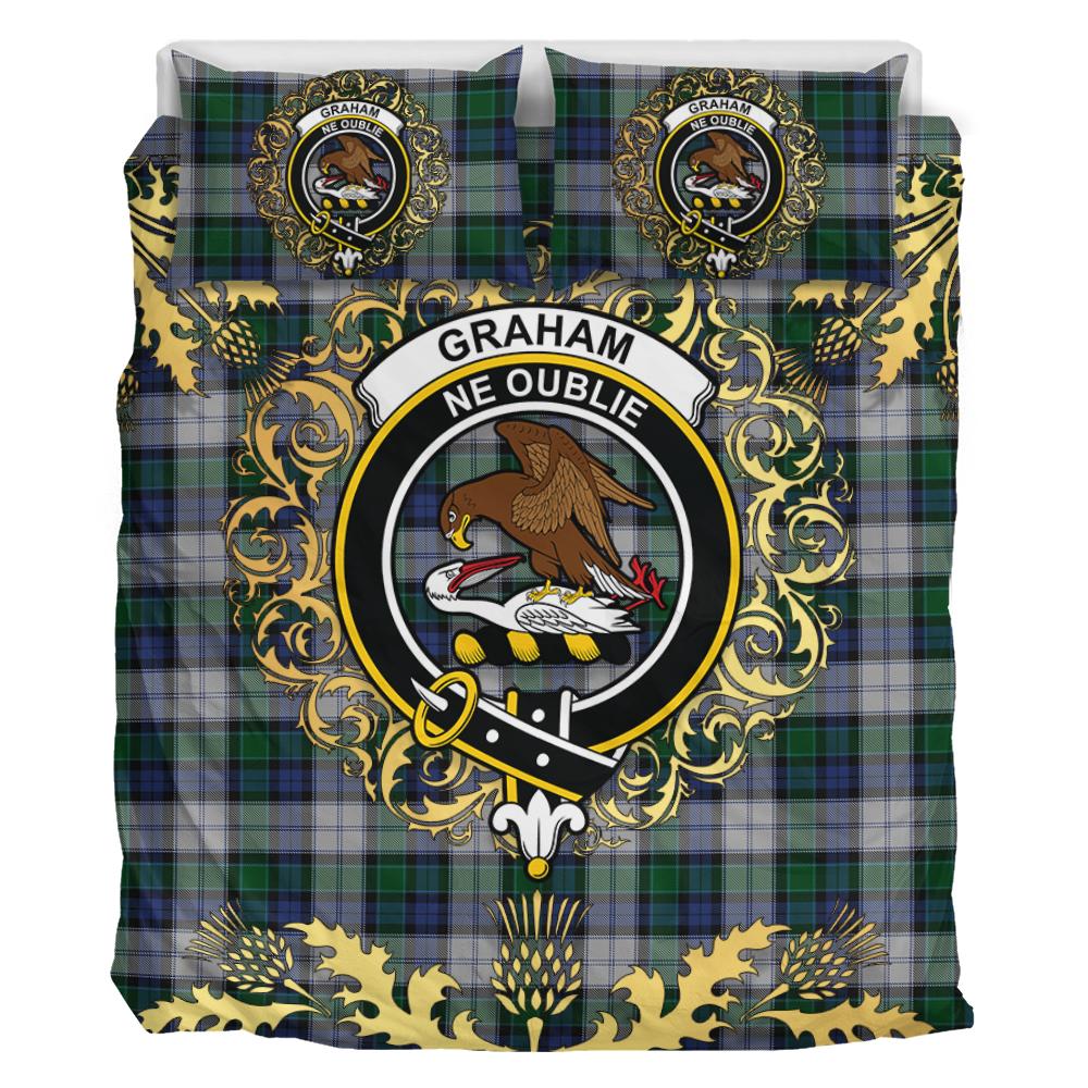 Graham Dress Tartan Crest Bedding Set - Golden Thistle Style
