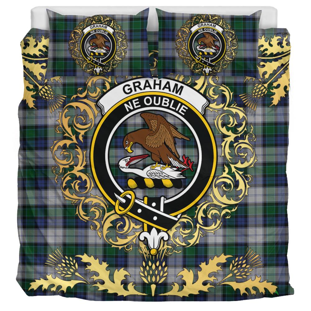 Graham Dress Tartan Crest Bedding Set - Golden Thistle Style