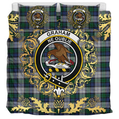 Graham Dress Tartan Crest Bedding Set - Golden Thistle Style