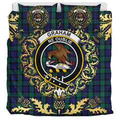 Graham of Menteith Tartan Crest Bedding Set - Golden Thistle Style