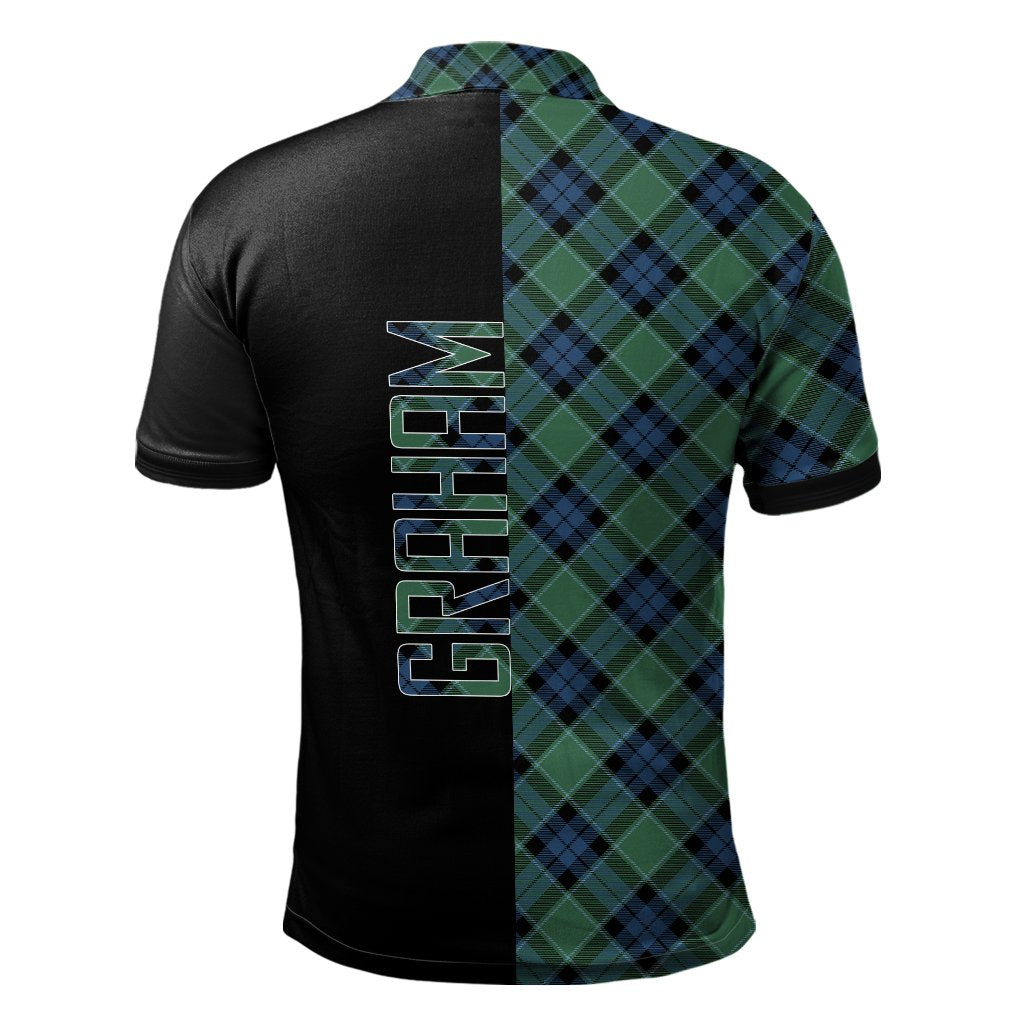 Graham of Menteith Ancient Tartan Polo Shirt Half of Me - Cross Style