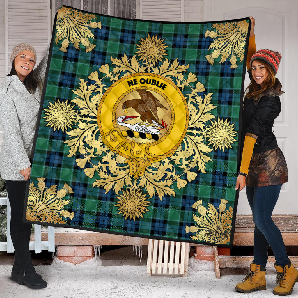 Graham Of Menteith Ancient Tartan Crest Premium Quilt - Gold Thistle Style